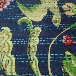 Block Print Quilt Indian Handmade Kantha Quilt Bedspread Perfect Bed Matching Bedcover Size Queen - thumbnail 4