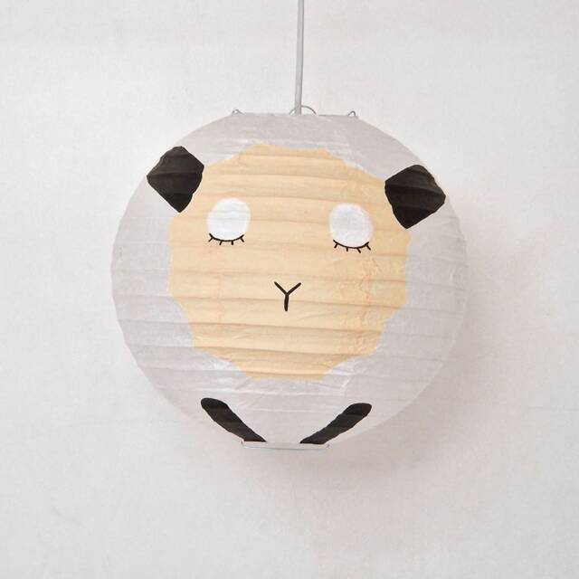 Hand-Painted Sheep Lantern On Japanese Paper Interior Decoration Red Panda Lamp Children's Room & Baby Nursery - image 1