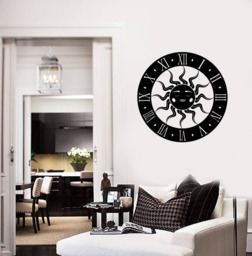 Vinyl Wall Decal Clock Sun Home Room Decoration Idea Stickers Mural - #2623Di - thumbnail 1