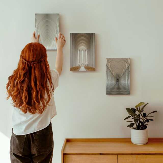 3 Piece Canvas Set - Interiors Of Historic Buildings & Cathedrals, Beige Wall Art Large, Travels Hanging - image 1