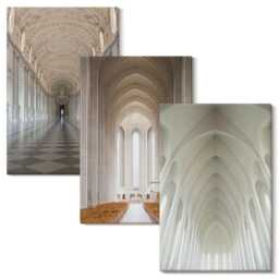 3 Piece Canvas Set - Interiors Of Historic Buildings & Cathedrals, Beige Wall Art Large, Travels Hanging - thumbnail 2