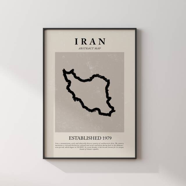 Iran Map Vintage Abstract Wall Art Print Picasso + Matisse Inspired Travel Poster - image 1