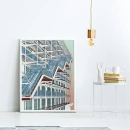 Centre Pompidou France Modern Architecture Art Print - Graphic Illustration Abstract Poster Minimalist Beaubourg - thumbnail 3