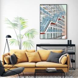 Centre Pompidou France Modern Architecture Art Print - Graphic Illustration Abstract Poster Minimalist Beaubourg - thumbnail 2