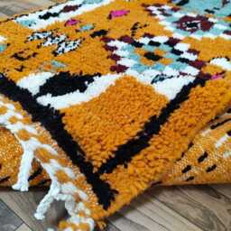 Orange Berber Rug Handwoven Moroccan Shag, Bohemian Style - thumbnail 4