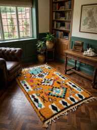 Orange Berber Rug Handwoven Moroccan Shag, Bohemian Style - thumbnail 1
