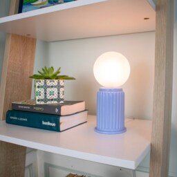 Blue Adeera - Dimmable Small Round Table Lamp With A Glass Light Shade, Modern Ceramic Bedside Lamp, Accent Or Desk - thumbnail 2