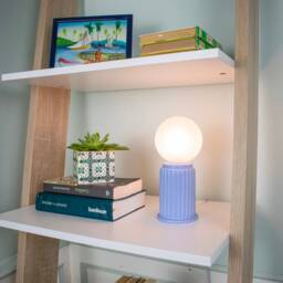 Blue Adeera - Dimmable Small Round Table Lamp With A Glass Light Shade, Modern Ceramic Bedside Lamp, Accent Or Desk - thumbnail 3