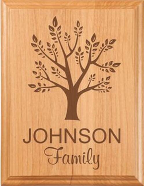 Engraved Family Tree Wall Plaque - Solid Alder Wood Decor Wedding Gift Housewarming