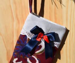Christmas Stocking, Denim Personalised Personalized Santa Sack, Xmas Sock, Style Is Boho - thumbnail 1