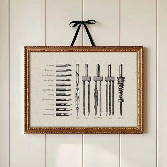 Sewing Machine Needle Chart Print, Haberdashery Wall Art, Seamstress Gift, Tailor Studio Decor, Dressmaker Art, Sewing Guide Print - image 1