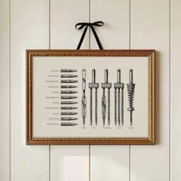Sewing Machine Needle Chart Print, Haberdashery Wall Art, Seamstress Gift, Tailor Studio Decor, Dressmaker Art, Sewing Guide Print - thumbnail 1