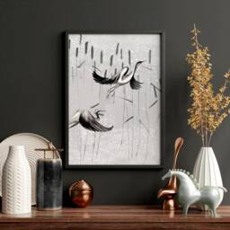 Zen Living Room Wall Art Decor, Japanese Office Decor Print Gift Set Of 2, Bedroom Wall Over The Bed, Calm Landscape Framed Artwork - thumbnail 3