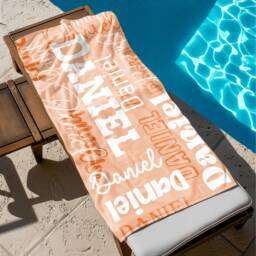 Personalized Beach Towel With Name, Oversized Custom Monogram Pool Towel, Signature For Kids, Vacation Gift, Picnic - thumbnail 3