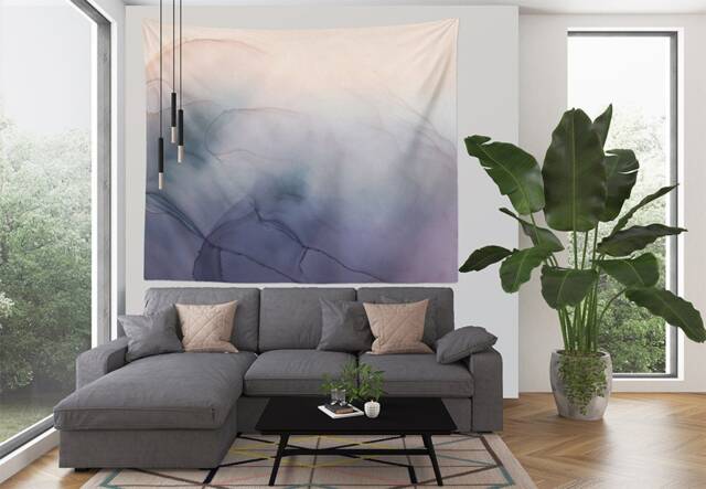 Ink Art Tapestry, Abstract Wall Tapestry, Pastel Art, Abstract Ink Art, Large Abstract - image 1