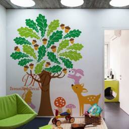 Nursery Tree Wall Decal, Forest Animals, Kids Room Decor - thumbnail 3