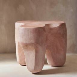 Sculptural Arched Handmade Gypsum Side Table - thumbnail 2