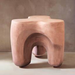 Sculptural Arched Handmade Gypsum Side Table - thumbnail 3