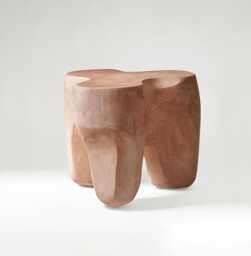 Sculptural Arched Handmade Gypsum Side Table