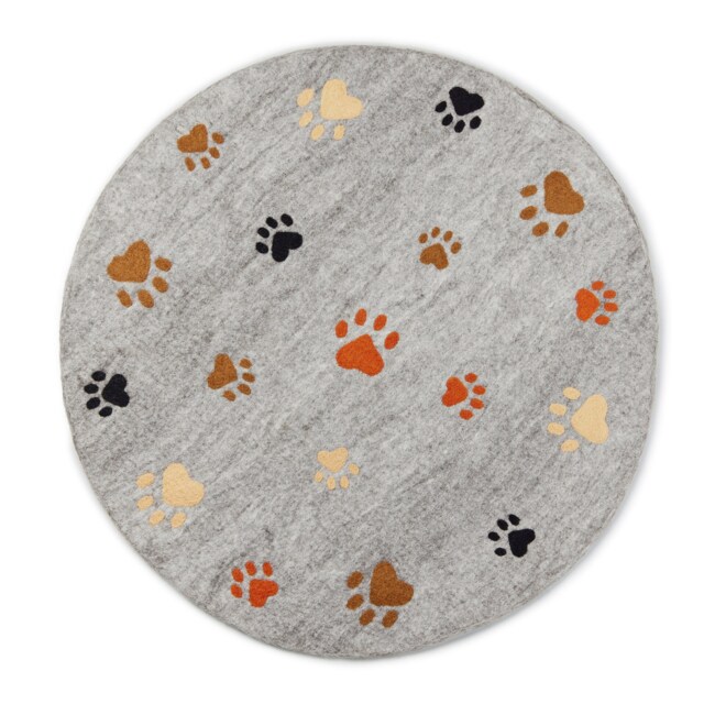 Handmade Felted Wool Pet Mat Grey Dog Resting Paw Rug - image 1
