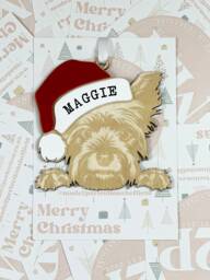 Personalised Pet Christmas Bauble/Ornament With Name - Dog Yorkie Yorkshire Terrier 038 - thumbnail 1
