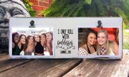 I Only Roll With Goddesses Double Picture Frame, Wood Photo Board Personalized, Bridesmaid Gift, College Dorm Decor, Friend Lizzy Fish - thumbnail 1