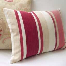 "Laura Ashley Awning Stripe Cushion, Pale Cranberry 17"" By 12" - thumbnail 3