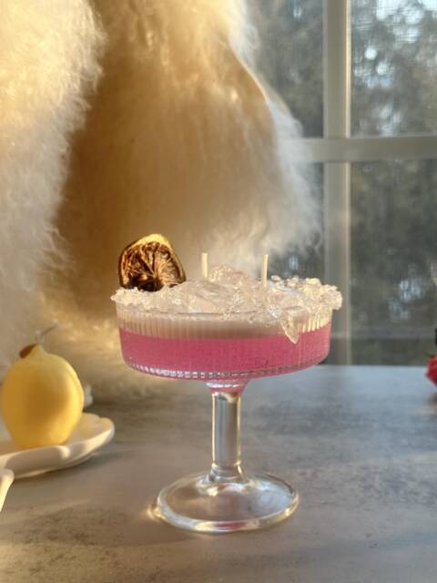 Pink Margarita Candle, Cocktail Candles, Scented Realism Gel Wax - image 1
