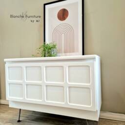 Nathan Drinks Cabinet/Media Sideboard in White With Steel Hairpin Legs - thumbnail 2