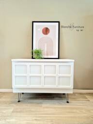 Nathan Drinks Cabinet/Media Sideboard in White With Steel Hairpin Legs