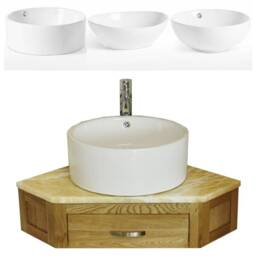 Bathroom Vanity Unit Oak Corner Wash Stand Golden Onyx & Ceramic Basin 501Wgocbc - thumbnail 2