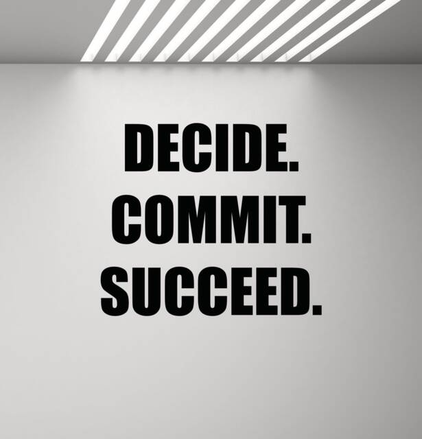 Decide Commit Succeed Wall Decal Sign Gym Quote Poster Fitness Mural Gift Vinyl Sticker Inspirational Decor Home Office Art Print G283 - image 1