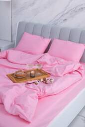 Pink Cotton Fitted Sheet Ultra Soft 300Tc, Cozy Bedding - thumbnail 1