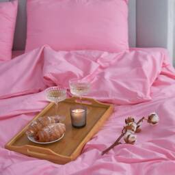 Pink Cotton Fitted Sheet Ultra Soft 300Tc, Cozy Bedding - thumbnail 3