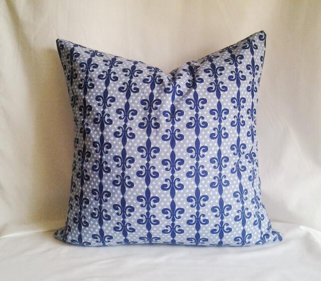 Royal Blue Fleur Pillow Cover 16x16 Cover, Decorative Pillow, Toss Home Decor, Summer, Spring Decor - image 1
