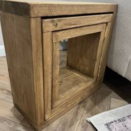 Rustic Wooden Reclaimed Timber Nest Of Tables Solid Wood Square Box Style Side Table Cube - thumbnail 2