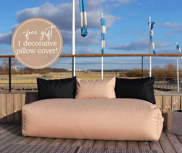 Outdoor Furniture, Beanbag Sofa, Patio Ottoman Pouf Cover + Inner Bag - Unstuffed, Lounger Daybed, +Free Gift - image 1