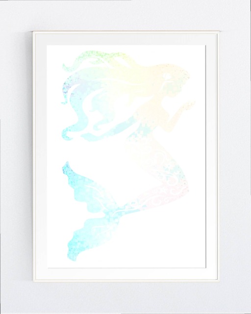 Wall Art Print, Mermaid, Mermaid Party, Girls Room, Beach Decor, Baby Instant Download, Svg, Jpg, Printable Art, Wall Decor