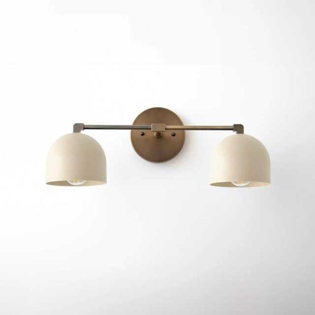 Bathroom Two Vanity Light Half Ball Shade - Mid Century Modern Wall Sconce Lamp White Cone - image 1