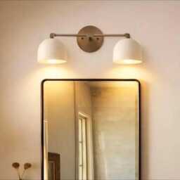Bathroom Two Vanity Light Half Ball Shade - Mid Century Modern Wall Sconce Lamp White Cone - thumbnail 3