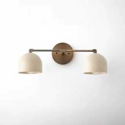 Bathroom Two Vanity Light Half Ball Shade - Mid Century Modern Wall Sconce Lamp White Cone - thumbnail 1