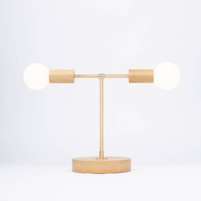 Oslo Double Sphere Dim To Warm Oak Table Lamp - image 1