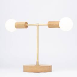 Oslo Double Sphere Dim To Warm Oak Table Lamp - thumbnail 2