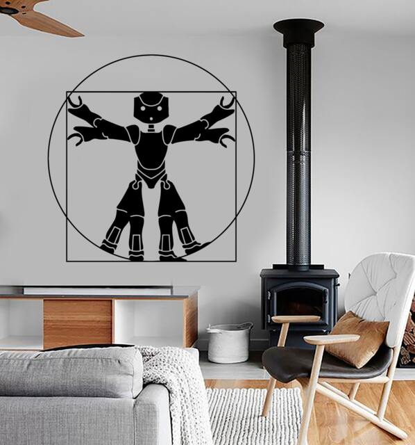 Wall Vinyl Decal Funny Leonardo Da Vinci Virtuvian Man Robot Decor 1310Dz - image 1