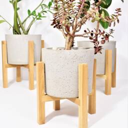 Wooden Plant Stand, Minimalist Design Oak Holder - thumbnail 4