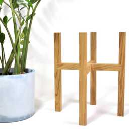 Wooden Plant Stand, Minimalist Design Oak Holder