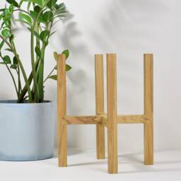 Wooden Plant Stand, Minimalist Design Oak Holder - thumbnail 3