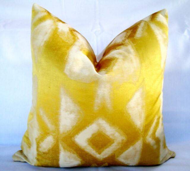 Gold Ikat Pillow Cover, Abstract Damask Cushion, 18x18 - image 1