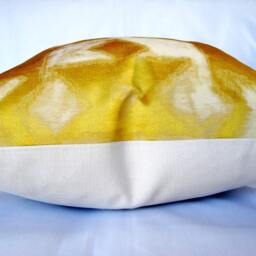 Gold Ikat Pillow Cover, Abstract Damask Cushion, 18x18 - thumbnail 2