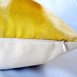Gold Ikat Pillow Cover, Abstract Damask Cushion, 18x18 - thumbnail 3